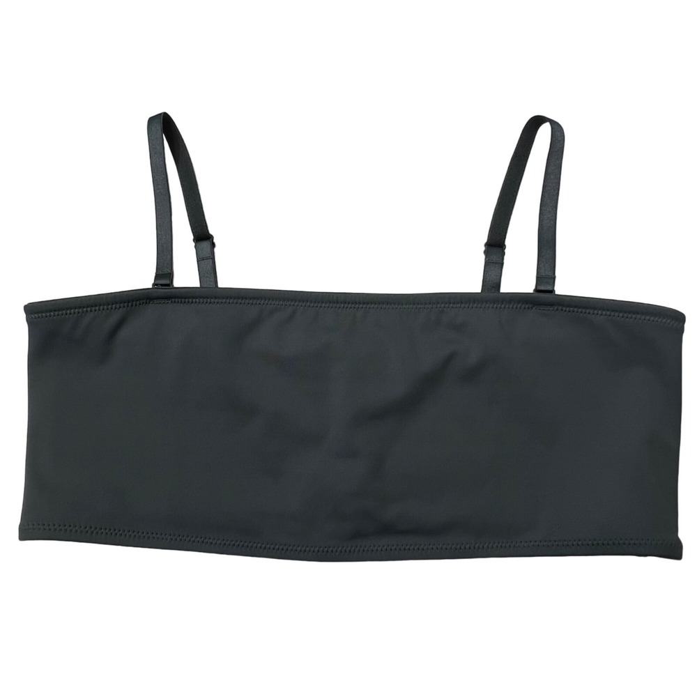 SKIMS Shaping Swim Bandeau Top + Dipped Bikini Bottom Gunmetal Womens 2X - Picture 3 of 14